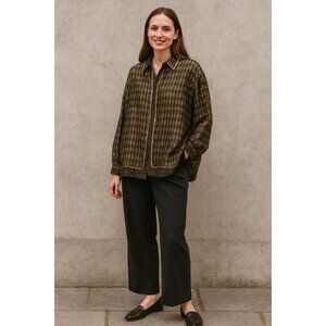 Alberto Celini 80% Silk / 20% Metallic Vintage Button-Up Blouse – Geometric Luxe